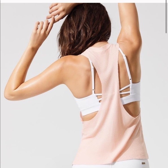 Alo Yoga Go & Flow Soft Sleeveless Tank Top Crop Halter Muscle Tee Aspire Bra - Picture 1 of 7